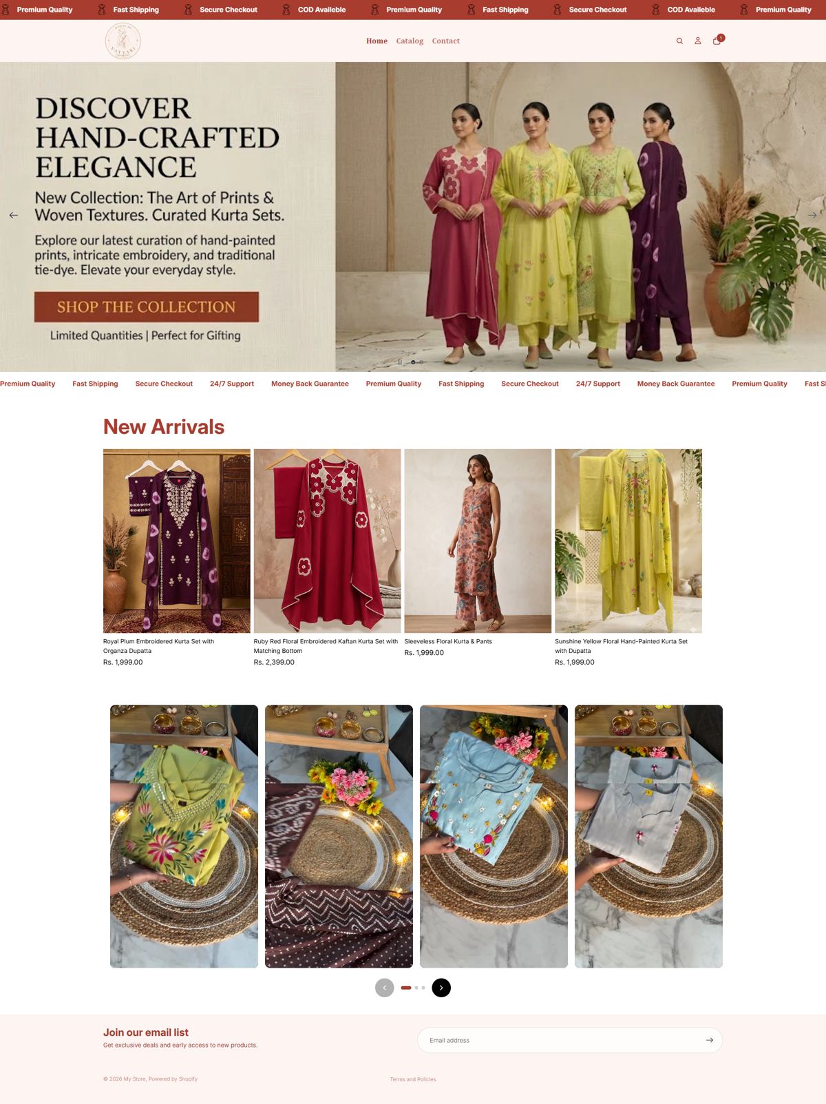 House of Vayyari Shopify store homepage